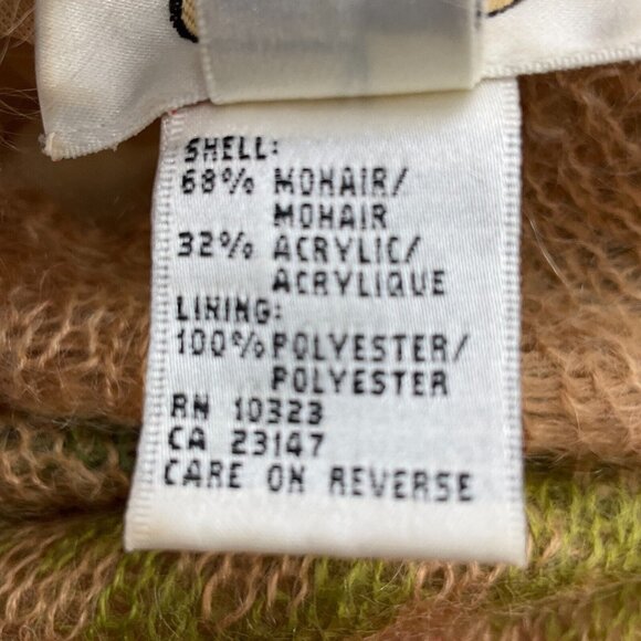 Talbots Sweater Women Medium Brown Coral‎ Stripe Mohair Crochet Cami VTG Fuzzy - Picture 5 of 13